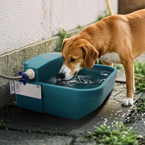Automatic Water Dispenser for Large Dogs 8L Animal Drinking Water Bowl with Float Valve and Drainage Hole Livestock Animals Dispenser Waterer for Chicken,Horse,Calf,Dog,Goat (Green, With 79 Inch Pipe)
