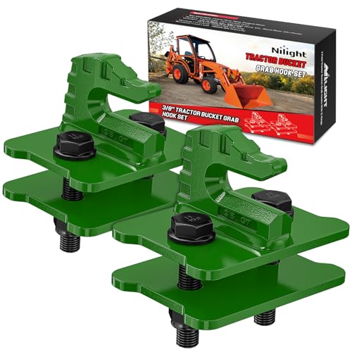 Nilight 2PCS 3/8" Tractor Bucket Grab Hook Bolt On | Heavy Duty Drop Forged Steel Bolt On Zinc-Coated Cast Tow Max 15000 LBS Green - color: Dark Green, size: Grab Hook