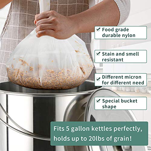 12"x18" Nylon Mesh Strainer Bags for Almond Nut Milk, Greek Yogurt, Home Beer Wine Brewing 180 Micron - size: 12"x18" Brew Bag - 180Micron