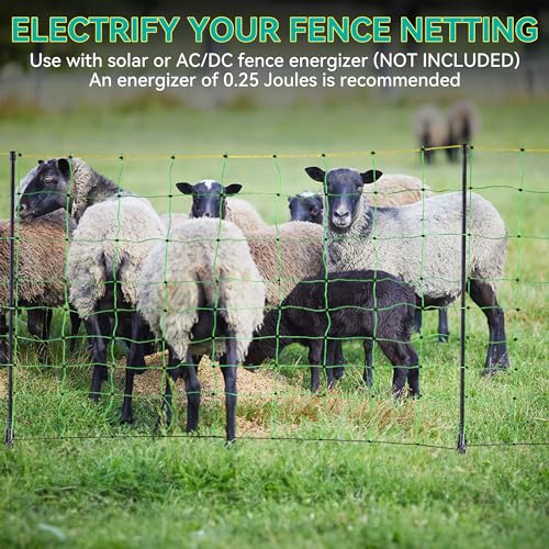 PPOLB Electric Fence Netting - 47.2" H x 164' L, Portable Movable Livestock Nets Mesh for Lambs, Dogs, Deer, Larger Animals Electric Fencing for Backyards, Homesteaders, Farms Ranches, and Gardens - size: 47.2" H x 164' L Livestock