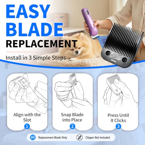 Size 5/8HT Detachable Pet Grooming Clipper Blade with Steel Cutter, 5/8 Inch (16 mm) Cut Length, Black, Compatible with Andis, Oster A5, Wahl KM10, 1 Pack - color: Black, size: 5/8HT 16mm
