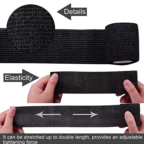 BQTQ 120 Rolls Elastic Adhesive Tape 2 Inch Self Adherent Bandages(Black) - color: Black, size: 2 Inch
