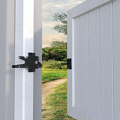 Heavy Duty Gate Latch, Post Mount Automatic Self-Closing Door Latch,for Wooden/Vinyl Fence, Pool,Garden Outdoor, W/Mounting Screws (Black) - color: Black