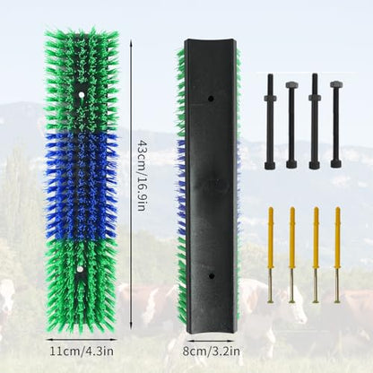 4PCS Livestock Scratching Brush Goat Scratching Tool Post Massage Grooming Brush with 8 Screws for Animals Back Scratcher Itch Brushes for Cattle, Sheep, Horses, Pigs,Cow(4, Green) - color: Green