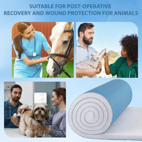 Supervitae 3 Rolls Cotton Wound Dressing High-Absorbency Wrap Roll 11.8" x 40" Veterinary Soft and Absorbent Cotton Easy to Tear for Bandaging Healing and Wound Protection
