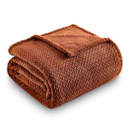 NEWCOSPLAY Fleece Leaves Pattern Throw Blanket, Coffee, 50"x60" - color: Coffee, size: Throw(50"x60")