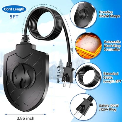 100W Bird Bath Heater, Birdbath Heaters for Outdoor Bird Bath Water Heater in Winter Submersible Thermostat Control, Heated Bird Bath Deicer for Outside Bird Chicken Poultry Livestock (Black) - color: Black