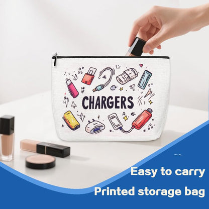 ShiQiao Spl Cable Organizer Bag Travel Accessories for Women Men Birthday Christmas Gifts for Daughter Son Friend Chargers Cable Storage Travel Makeup Bag Organizer Cosmetic Pouch Bags with Zipper - style: White Charger