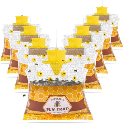 Disposable Hanging Fly Traps Outdoor Bags with Dissolvable Bait-8 Pack - size: 8 Pack