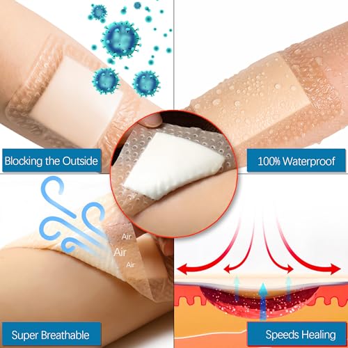 Silicone Foam Dressing, Waterproof Silicone Bandages, Heavy Exudate Wound Care Pads, High Absorbency Bed Sore Bandages Wound Care Dressing Pad 4"x4" 5 Packs