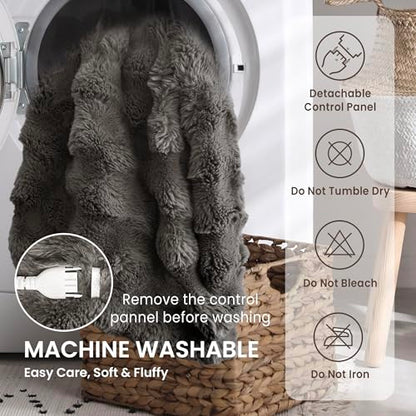 Electric Heated Blanket for Girls & Women, Soft & Luxurious,Faux Fur Heating Throw Blankets, 6 Heat Settings, Overheat Protection, Quick Heating, Memory Function, Giftable, 50"x60",Dark Taupe - color: Dark Taupe