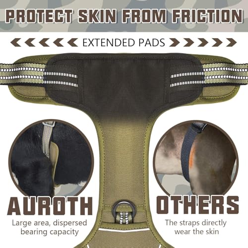 Auroth Tactical Dog Harness for Large Dogs No Pull Adjustable Pet Harness Reflective K9 Working Training Easy Control Pet Vest Military Service Dog Harnesses Army Yellow L | Easy Control with handle, Adjustable, Reflective, Military K9, for German Shepher