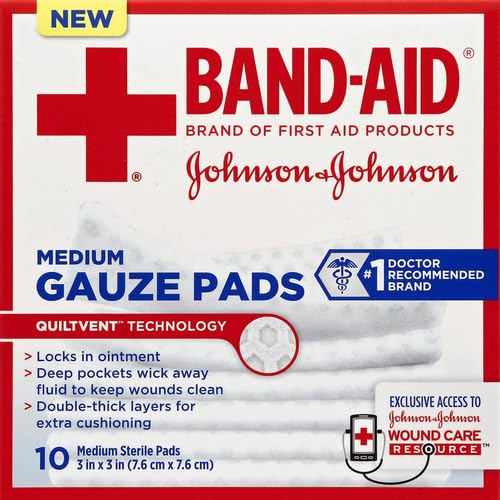 Band-Aid Brand Cushion Care Non-Stick Gauze Pads, Individually-Wrapped, Medium, 3 in x 3 in, 10 ct (Pack of 2) - size: 3x3 Inch 25ct (Pack of 20)