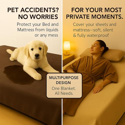 Callarome Waterproof Blanket for Bed & Couch Protection, Brown, 50"x60" - color: Grizzly Brown / Caramel Cappuccino, size: 50x60 inch