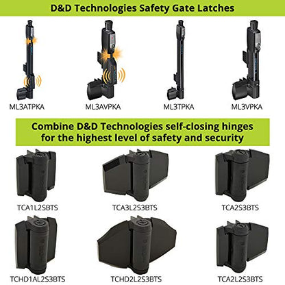 D&D Technologies TCHD2S3BTS TruClose Heavy Duty Gate Hinges, for Self Closing Wood or Vinyl Gates up to 154 Pounds, with No Alignment Legs, for Square Gate Frame and Post, Black, 2 Count - size: Adjustable gate gap: 3/8”–7/8” gate frame to post