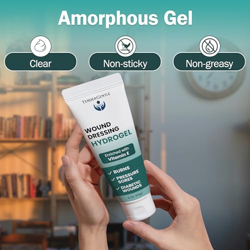Hydrogel Wound Dressing Ointment - 4 oz Amorphous Hydrogel for Wound Care, Burns, Diabetic Ulcers - Enriched with Vitamin E - First Aid Gel for Medical Facilities and Nursing Homes - size: 4 Ounce (1 Pack)