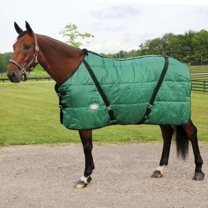 Country Pride Sentinel Channel Quilt Horse Stable Blanket, Midweight Open Front, 420D Nylon Outer Shell, 250g Poly-Fill Insulation, Wither Protection, Adjustable Leg Straps, Bias Surcingle (76, Red) - color: Red, size: 76