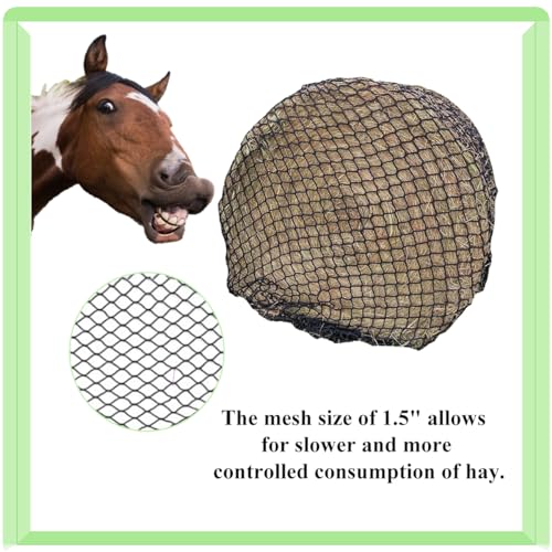 Round Bale Hay Net, Slow Feeder,1.5 Inch Mesh,5x5 ft for Horses