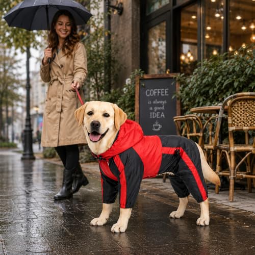 Pet Apparel Large Dog Clothing Raincoat Pet Clothes Rain Coat For Big Large Dogs Red Green Waterproof (L-S, Red) - color: Red, size: L-S (Medium Dog ~30lbs)