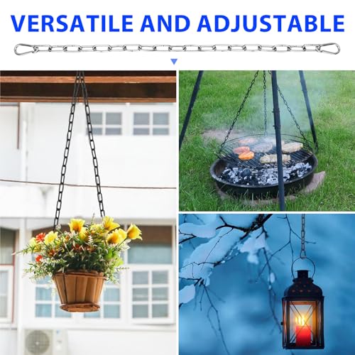 Gate Chain Lock with Carabiners Barn Chain Link 20'' Black Gate Latches for Outdoor Fences Dog Cage Lock Backyard Chain Lock Stall Supplies 2 Pack - size: 20'' 2Pack