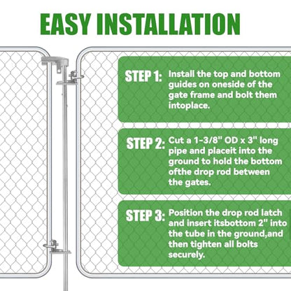 36"Chain Link Drop Rod for Double Gates, Floor Mount Latch for 1-3/8" Frame