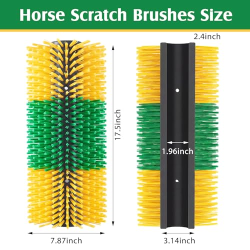 3 Pack Livestock Scratching Brush, Green and Yellow - color: Green and Yellow