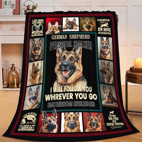 Dynova German Shepherd Blanket Cozy Plush Dog Lovers Gifts Throw Blankets Animal Fuzzy Flannel Fleece for Girls Boys Women Men 60"X50" - color: German Shepherd, size: 60"x50"