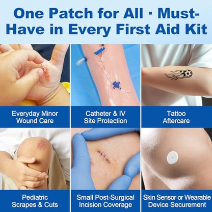 Dimora Waterproof Adhesive Bandages with Pad, Transparent Film Dressing 4x4 inch 25 Packs, Clear Bandage Tape for Wound Care, Fragile Skin and Swimming,IV Shield, Tattoo Aftercare - size: 4x4 Inch
