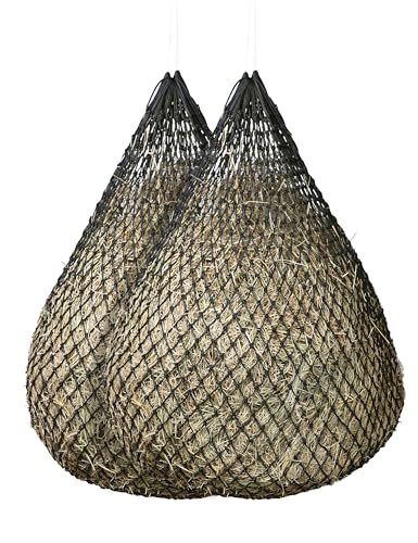 2-Pack 48’’ Length Hay Nets for Horses Slow Feed w/Drawstring Closure Hay Bags for Horses & Livestock-1.25" Black - size: 1.25"