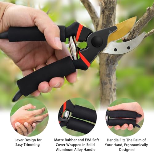 Kynup 3Pack Pruning Shears, Garden Shears, Pruning Shears for Gardening, Gardening Shears Scissors Clippers, Garden Tools Set with Gloves, Stainless Steel, Soft Grip Handle - style: Classic