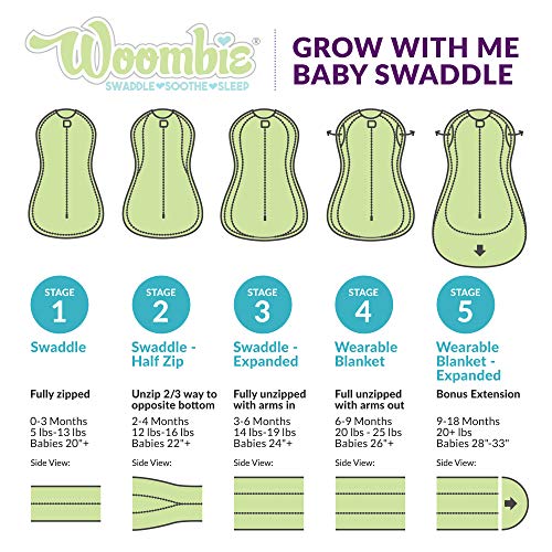Woombie Grow with Me Baby Swaddle, Convertible Swaddle Fits 0-9 Months, Expands to Wearable Blanket for up to 18 Months, Mandala Multi - color: Mandala Multi, style: Grow With Me
