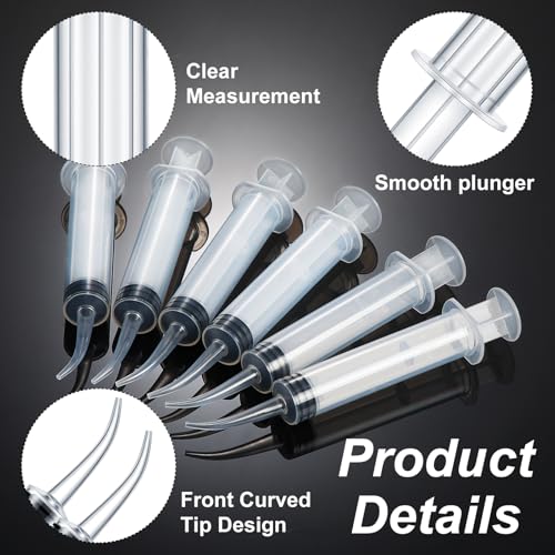 Zhengmy 100 Pcs Dental Syringe, Curved Tip,Without Capacity Scale, 12ml - style: Curved Tip ,Without Capacity Scale
