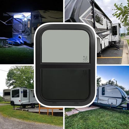18"W x 30"H RV Windows for Cargo Trailer Camper,Tinted Vertical Sliding - size: 18"W x 30"H