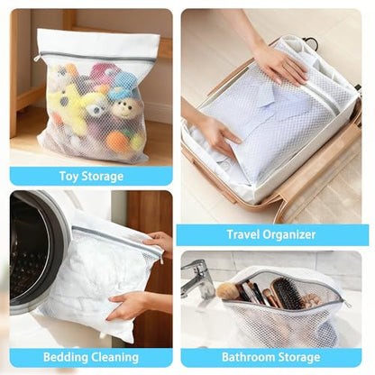 PrettyCare 3 Large (16x19inch) Mesh Laundry Bags for Delicates, Durable Honeycomb Wash Bags with Premium Zippers - Laundry Essentials Mesh Bags for Lingerie, Bras, Socks, Sweater, Travel & Organizing - size: Large