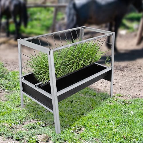 Large Capacity Feed Trough, 40" Long Livestock Hay Feeder Heavy Duty 2-in-1 Pasture Hay Feeder Heavy Duty Steel for Sheep Farms Sheds