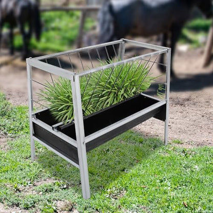 Large Capacity Feed Trough, 40" Long Livestock Hay Feeder Heavy Duty 2-in-1 Pasture Hay Feeder Heavy Duty Steel for Sheep Farms Sheds