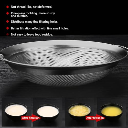 Collfa Punch Hole Sieve Fine Mesh Stainless Steel Small Colander Strainer With Handle Metal Micro Sifter Set of 2 for Kitchen Baking and Food Filter Rice,Tea,Pasta,Flour,Juice,Mini 3.55 and 4.33 Inch