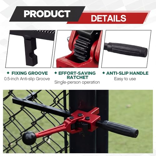 LEIFIDE 2 Pcs Chain Link Fence Stretcher Tool, Ratcheting Wire Tightener Puller, 1.7''-9'' Tension Range, Tilted Base Hooked Groove, One-Hand Operation (15.8 Inch,Red) - color: Red, size: 15.8 Inch