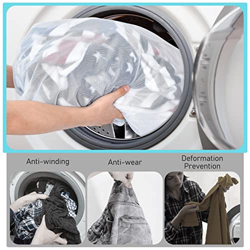 OTraki Large Mesh Laundry Bags 28x35 inch Zipper Mesh Lingerie Bags for Washing Delicates Net Laundry Mesh Bag Machine Washable for Dorm Hotel Camp Don't Drying, Melting 140-176℉, White - size: 28 x 35 inch