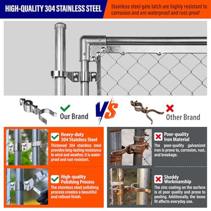 Heavy Duty Stainless Steel 1-3/8" x 1-7/8" Chain Link Fence Gate Fork Latch with Hole for Padlock（Fit 1 3/8" Gate Frame） 1Pack - size: 1-3/8''x1-7/8''-1P
