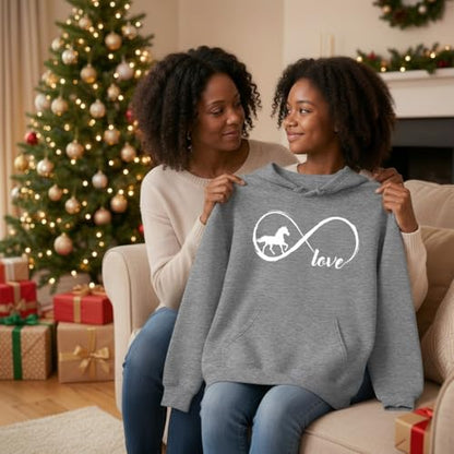 Tstars Infinity Love Horse Hoodie Women Teen Girls Equestrian Riding - color: Infinity / Gray, size: X-Large