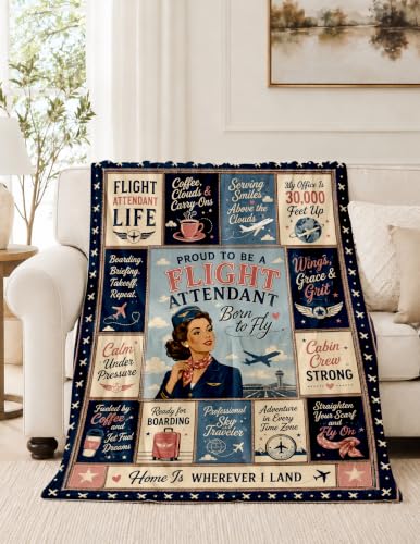 Flight Attendant Gifts Blanket, Cool Birthday Gifts for Women, 50*60 - color: Flight Attendant