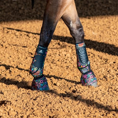 Classic Equine Dyno Turn Bell Boots - color: Neon Flower, size: Medium