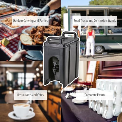 Cambro 250LCD110 Camtainer 2.5 Gallon Black Insulated Beverage Dispenser Case of 1