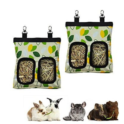 RIOUSSI Guinea Pig Hay Feeder, Hanging Rabbit Hay Feeder Bag. Greenleaf,2Ct - color: GreenleavesX2