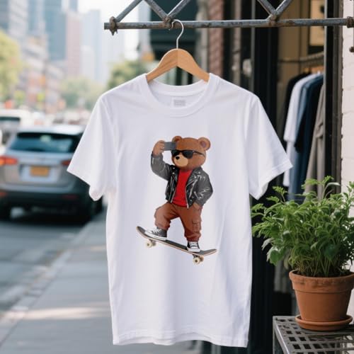 arricraft 9 Sheets Hip-Hop Animal Iron on Stickers, Cartoon Fashion Bear Pattern Print Transfer Stickers Decals for DIY T-Shirt Jeans Backpacks Families Clothing Hat Decoration Applique - style: Cartoon Fashion Bear Theme