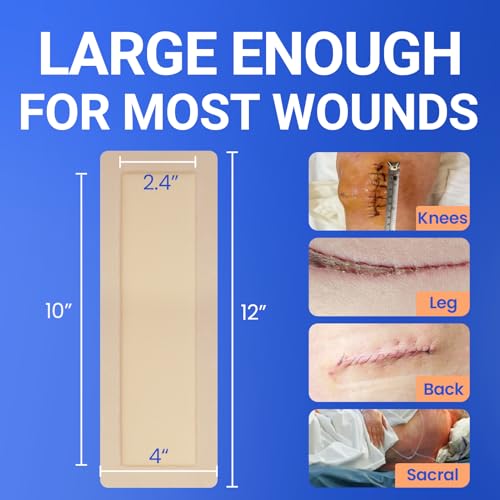 Large Waterproof Bandages 4X12 Silicone Foam Dressing Sensitive Skin, 5 PCS - style: 4"x12"(5PCS)