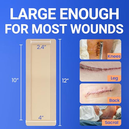 Large Waterproof Bandages 4X12 Silicone Foam Dressing Sensitive Skin, 5 PCS - style: 4"x12"(5PCS)