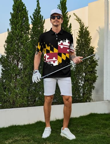 Men‘s Golf Shirt Funny Polo Shirts Short Sleeve Golf Polo Shirts Gifts Print Shirts - color: Style-polo-a16, size: Medium