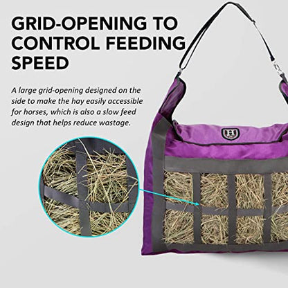Harrison Howard Premium Durable Slow Feed Horse Hay Bags Oxford Cloth Heavy Duty Large Capacity Horse Feeding Bag-Regal Purple - color: Regal Purple